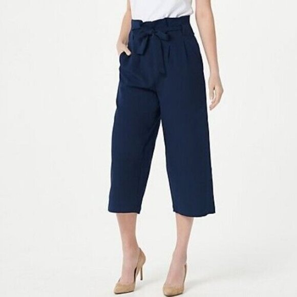 Bishop+ Young Regular Paperbag Crop Pants Navy Size 2X - Picture 1 of 2